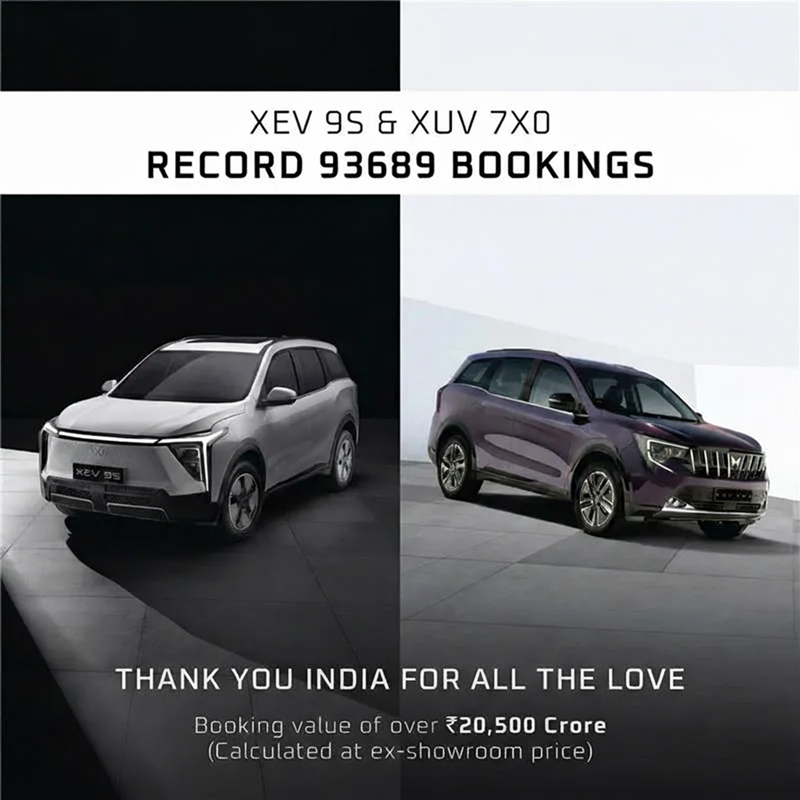 Mahindra XEV 9S and XUV 7XO record 93,689 Bookings